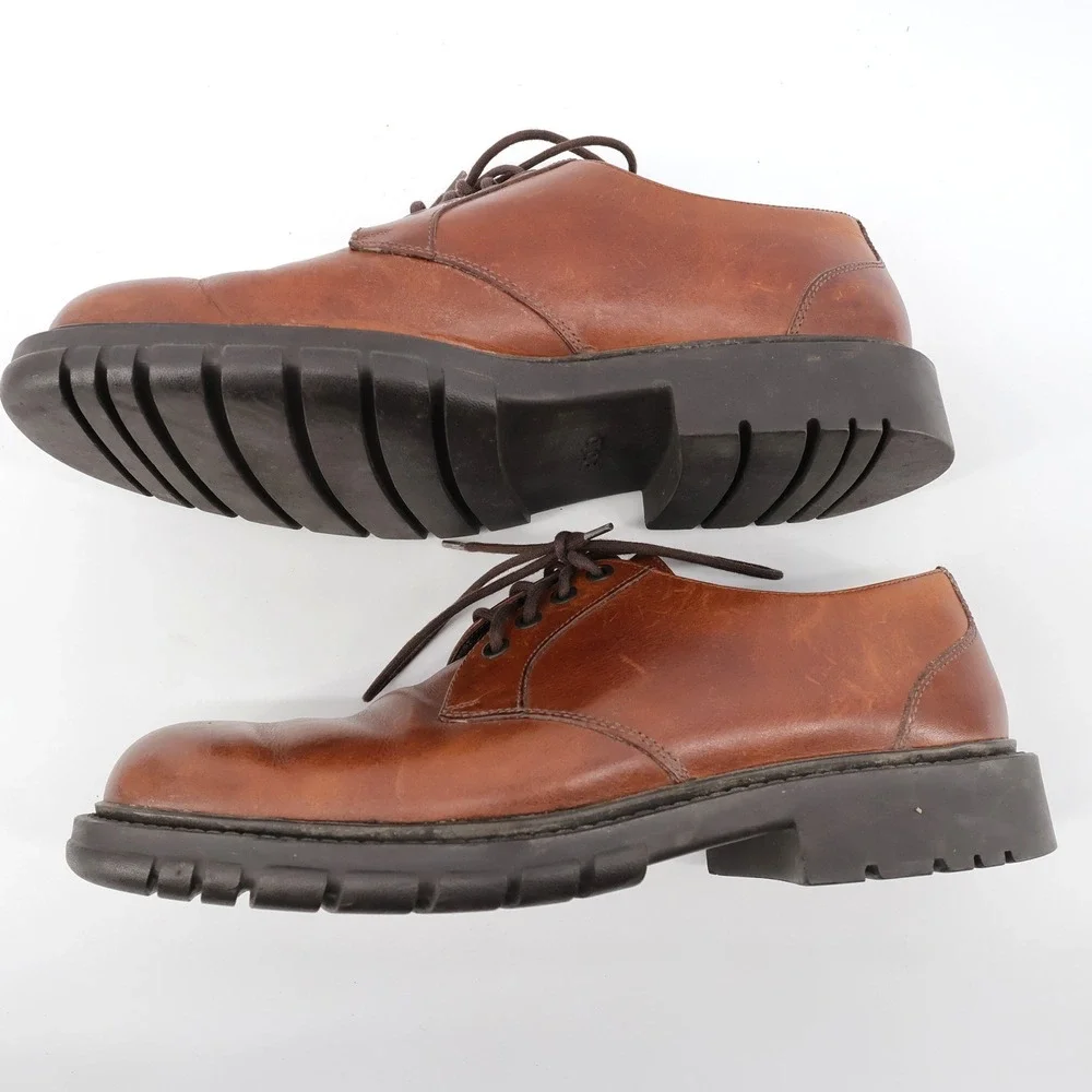 Polo Ralph Lauren Lug Sole Derby Shoes Brown Mens 9.5 D - Missing Insole